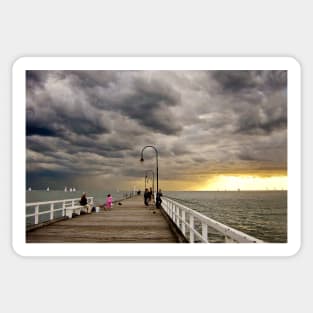 Dusk on St Kilda Pier Sticker